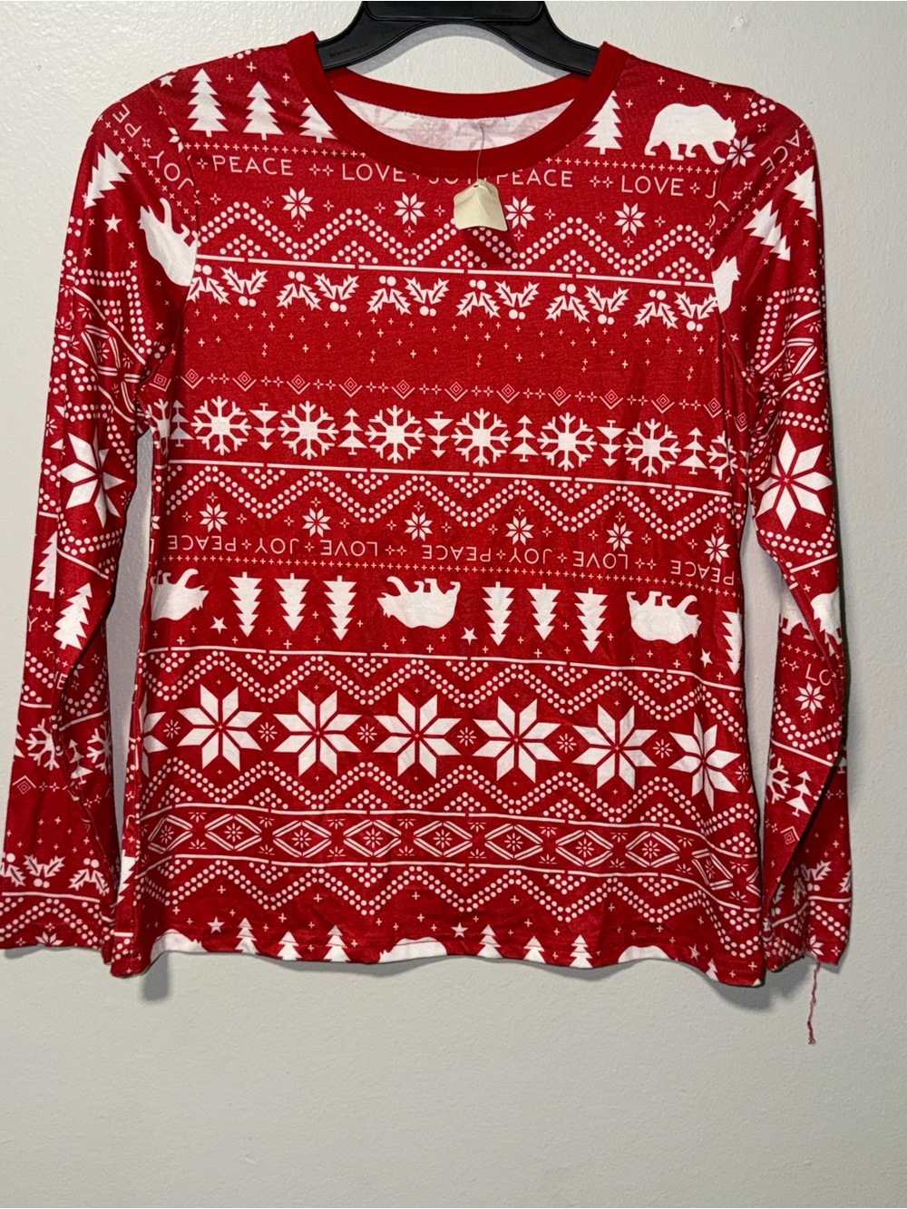 Red & White Holiday Fair Isle Long Sleeve Top